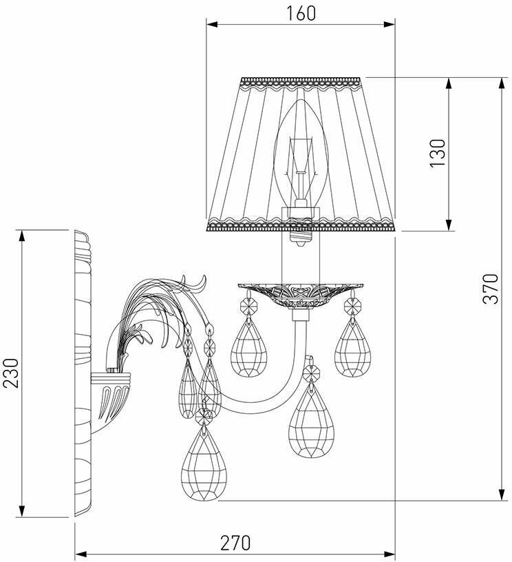 Бра Eurosvet 3637/1 белый с золотом/прозрачный хрусталь - фото №11