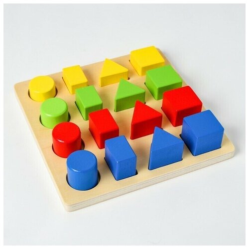 Рамка-вкладыш Изучаем цвета и фигуры деревянная, для детей и малышей, по методике Монтессори, головоломка