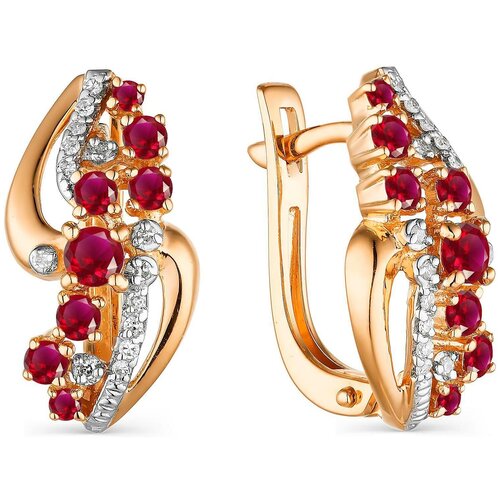 Алькор Серьги из красного золота с рубином и бриллиантом 23639-103