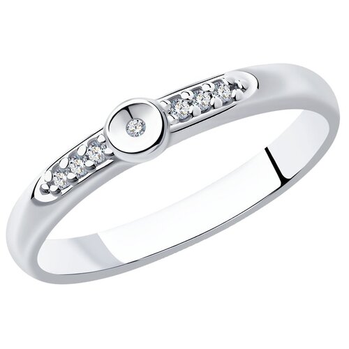 Кольцо SOKOLOV, серебро, 925 проба, родирование, фианит, размер 18 кольцо из золочёного серебра с фианитами 93010577 17