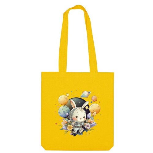 Сумка шоппер Us Basic, желтый сумка заяц космонавт в космосе с цветами желтый
