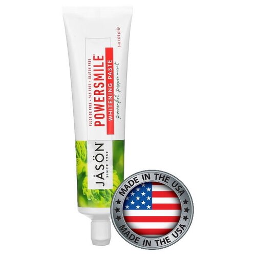 Jason Natural, PowerSmile, отбеливающая зубная паста, перечная мята, 170 г