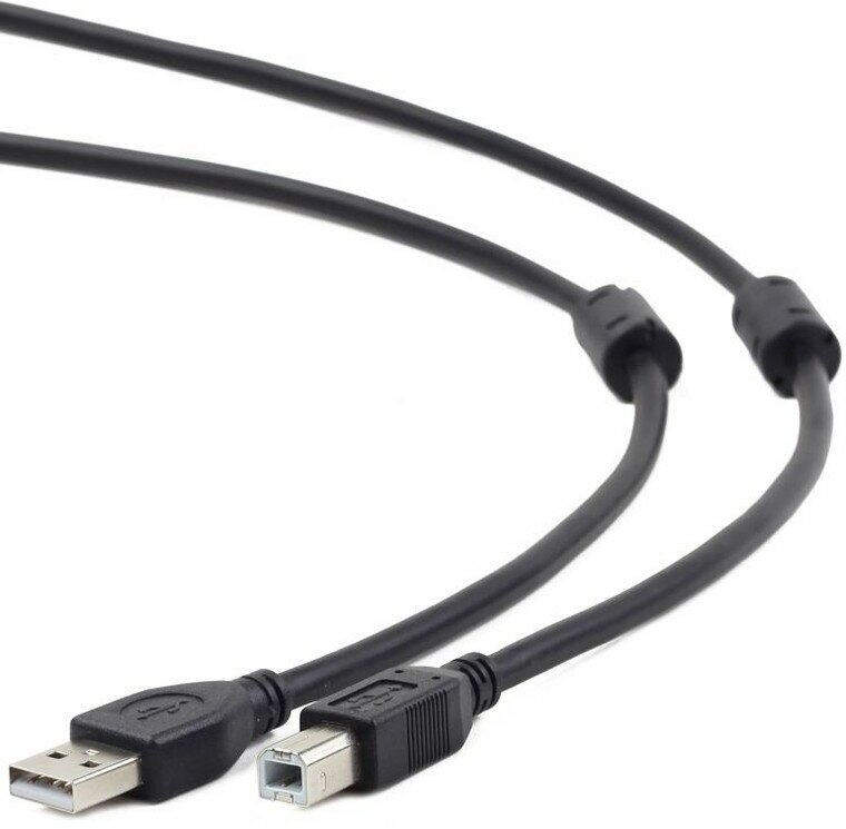 Кабель USB 2.0 AB (m-m) 1.8м Pro 2феррит. фильтр, экран, черный CCF2-USB2-AMBM-6 Cablexpert
