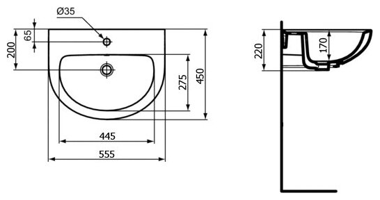 Раковина 55 см Ideal STANDARD Ecco W 4340 - фотография № 4