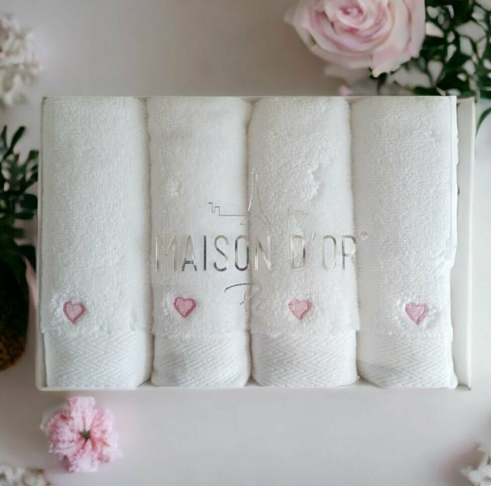 Набор полотенец Maison D"or Soft hearts розовый 4 шт. 30*50