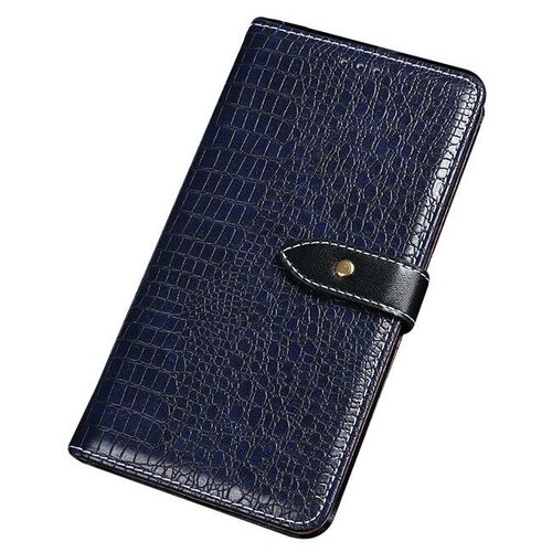 фото Чехол-книжка mypads для lenovo k10 note с фактурной прошивкой рельефа кожи крокодила с застежкой и визитницей синий