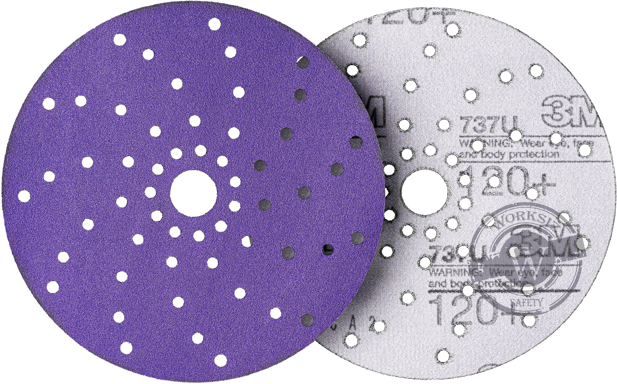 Абразивный шлифовальный круг ( наждачка ) 3M™ Hookit™ Purple+ Cubitron™ II P120+, 150 мм с мультипылеотводом | 51370 серии 737U, 1 шт.