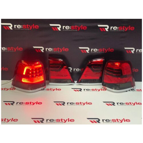 Стоп сигналы Toyota Land Cruiser 200, 2008-2015 стиль 16 г Красно-Черные