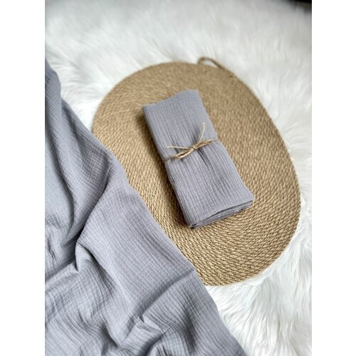 Пелёнка муслиновая для новорожденных жатая 95х65 Серая