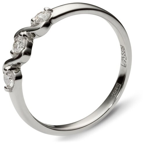 фото Эстет кольцо с 3 бриллиантами из белого золота 01к625820, размер 18.5