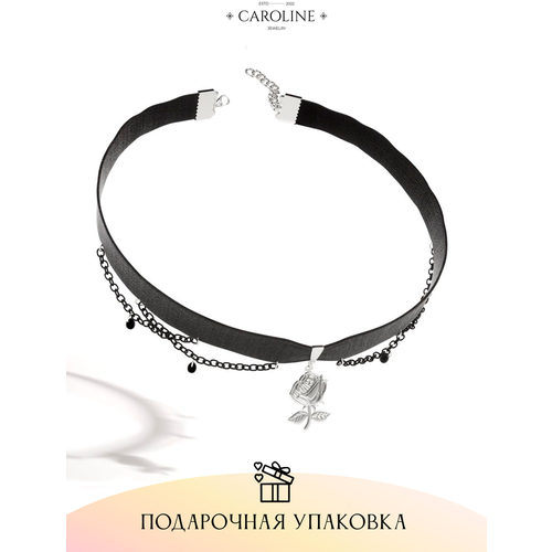 Чокер Caroline Jewelry, длина 29 см, серебряный чокер caroline jewelry длина 39 5 см черный