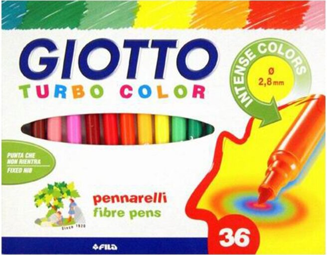 Набор фломастеров цветных Giotto Turbo Color, 2.8 мм, картонная коробка 36 цветов