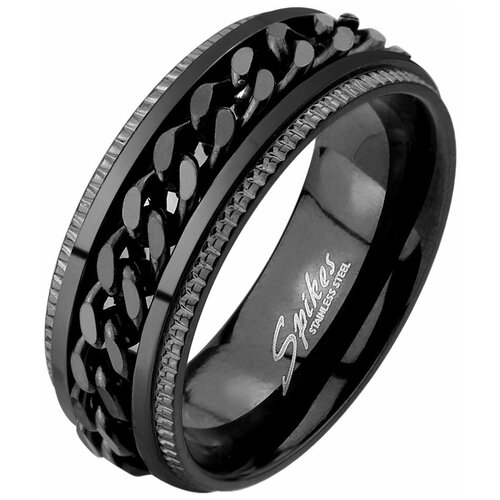 фото Кольцо обручальное spikes, нержавеющая сталь, размер 19, черный