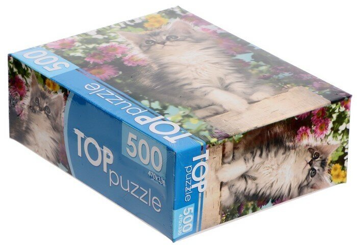 TOPpuzzle-500 "Котенок в цветах" (КБТП500-6798) Рыжий кот - фото №2