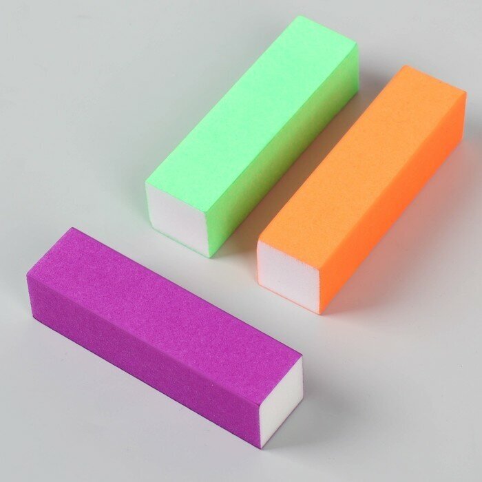 Баф наждачный для ногтей «Нео», четырёхсторонний, 9,5 × 2,5 × 2,5 см, цвет микс