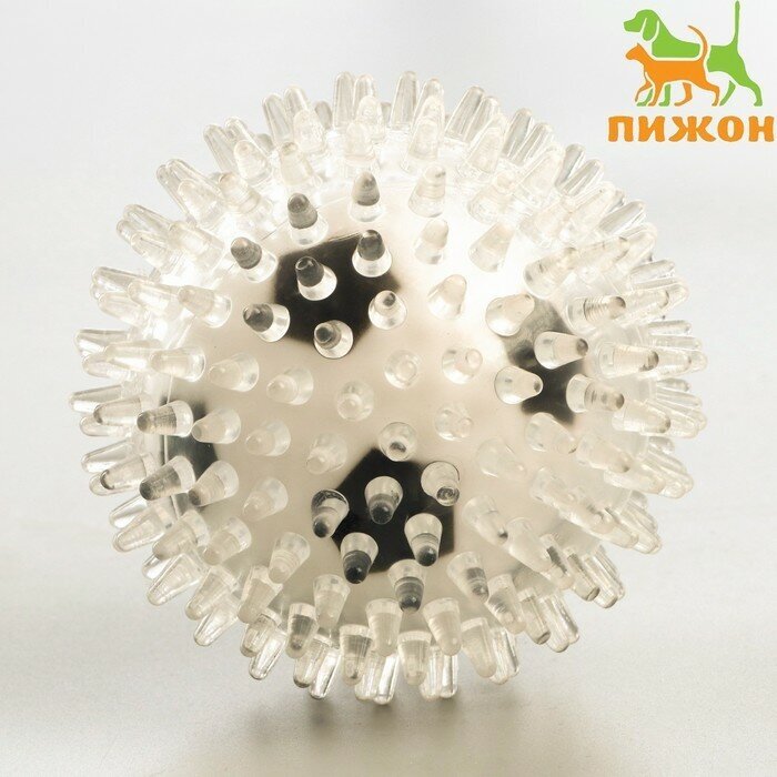 Игрушка для собак Мяч футбол 2 в , TPR+винил, 9,5 см, прозрачная/чeрная/белая 1 шт