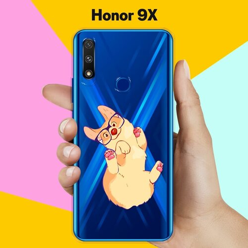 Силиконовый чехол на Honor 9X Корги в очках / для Хонор 9 Икс