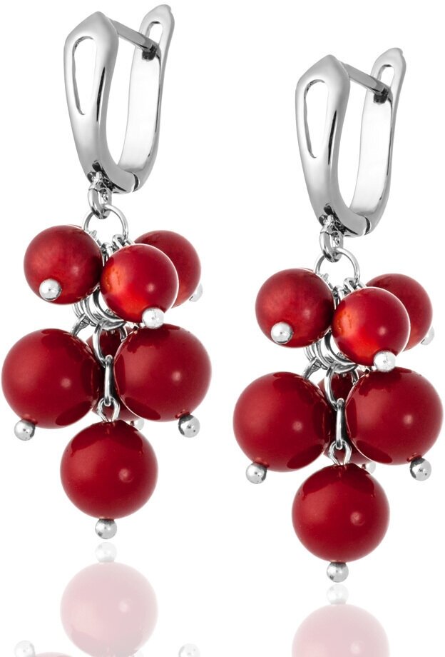 Серьги с подвесками, коралл