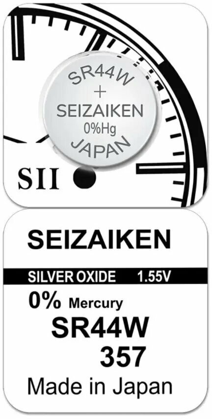 Батарейка SEIZAIKEN 357 (SR44W) Silver Oxide 1.55V