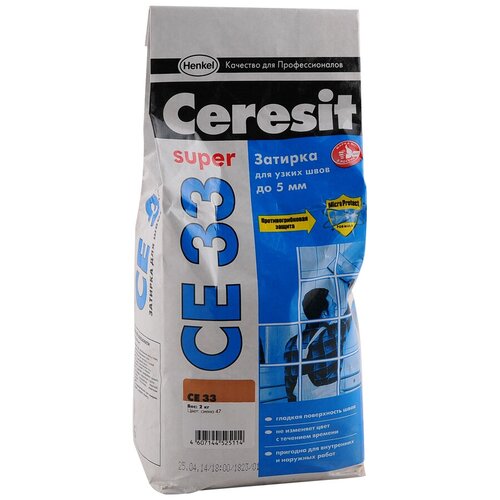 Затирка Ceresit CE 33 Super, 2 кг, 2 л, сиена 47 затирка ceresit ce 33 super 2 кг 2 л графит 16