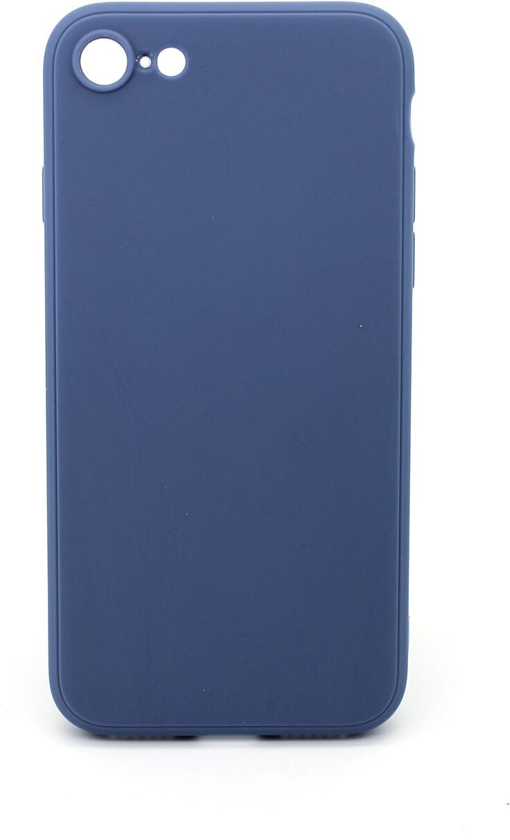 Чехол силиконовый матовый для Apple Iphone SE / Apple Iphone 8 / Apple Iphone 7, с защитой камеры, синий