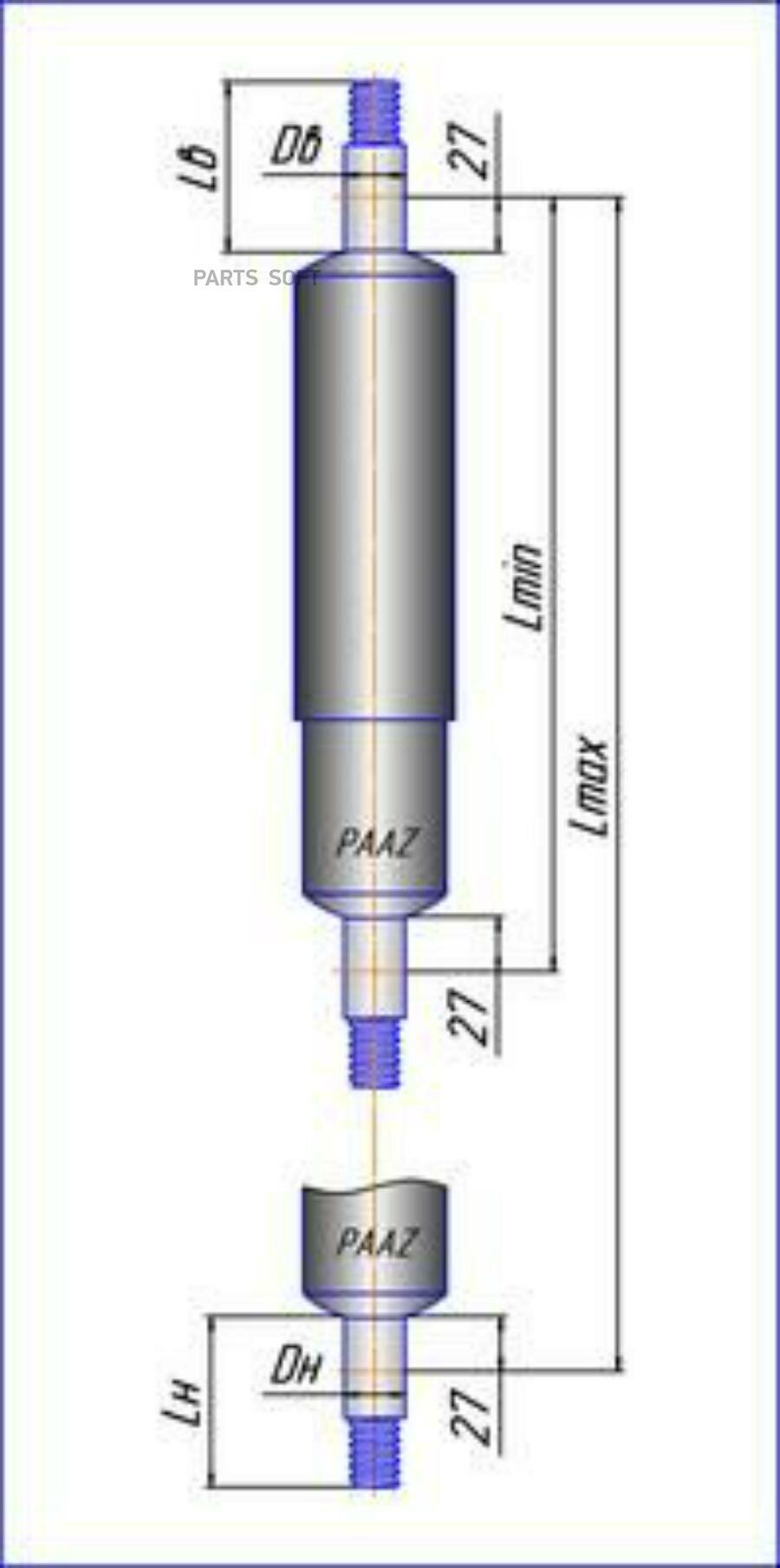 PAAZ P5032905005 П50.3.2905005_амортизатор подвески! 450-630 I/I 26x90 26x92\ МАЗ 103/104/104С/105/107/152