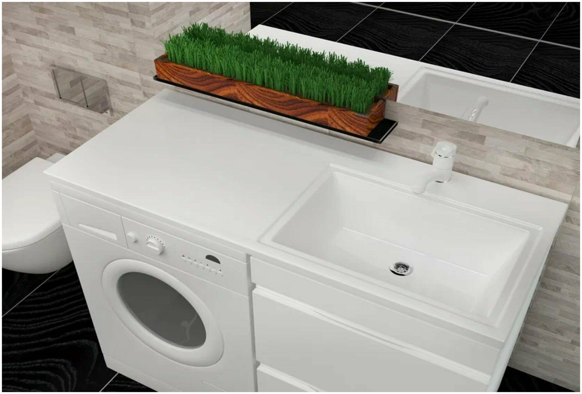 фото Раковина над стиральной машиной, Marko, Марсал 110 правая, Кронштейн в комплекте