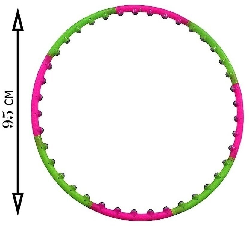 Обруч массажный для похудения 95см, 8секций розово-зеленый LMAR PLAST