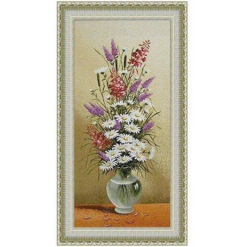 Гобелен на стену в раме тканая картина декор для интерьера вертикальная тканая цветы