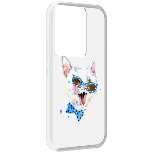 Чехол MyPads белый кот для Itel Vision 3 Plus / Itel P38 Pro задняя-панель-накладка-бампер