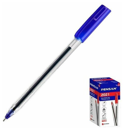 Ручка шариковая масляная Pensan Triangle, чернила синие, узел 1,0 мм, линия письма 0,5 мм, трехгранная, 50 шт.