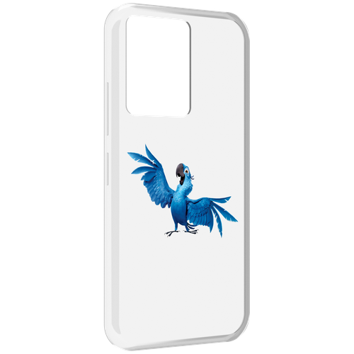 Чехол MyPads голубой-попугайчик для Infinix Note 12 5G X671 / Note 12 Pro 5G задняя-панель-накладка-бампер
