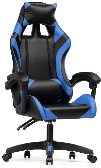 Игровое кресло KAPIOVI SADOR, черная экокожа, синие вставки