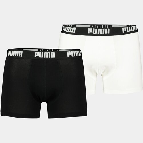 Комплект трусов боксеры PUMA, средняя посадка, размер L, белый, черный, 2 шт.