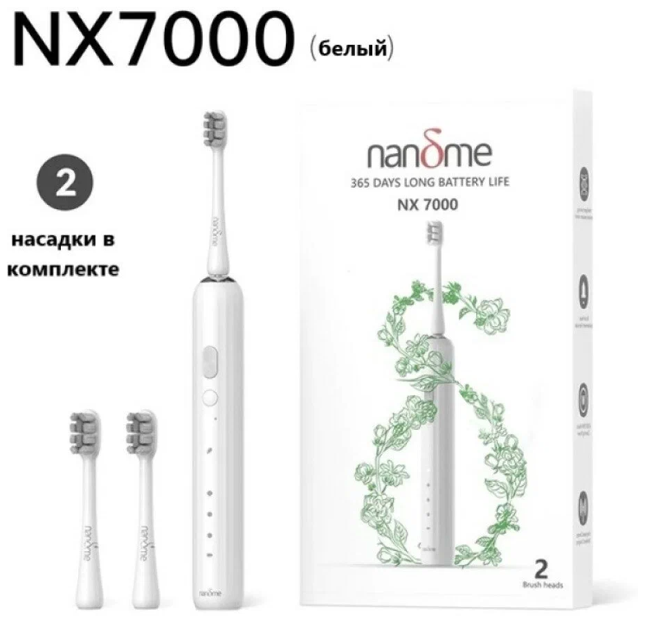 Электрическая звуковая зубная щетка Nandme NX7000-B2 (в комплекте две насадки) синий