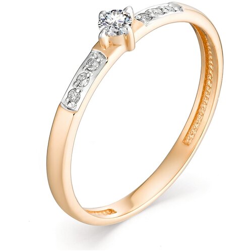 фото Алькор кольцо с 7 бриллиантами из красного золота 12995-100, размер 16.5