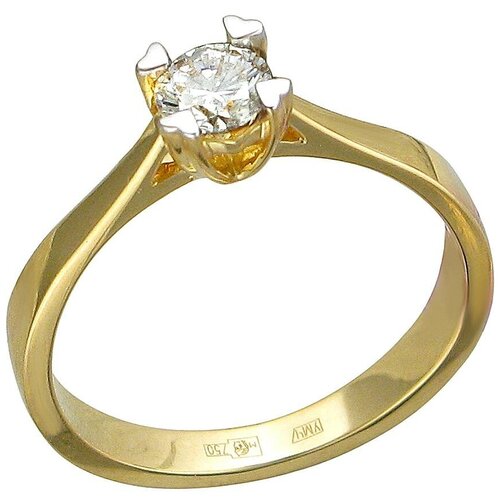 Кольцо помолвочное Эстет, желтое золото, 750 проба, бриллиант, размер 17.5 колье с ониксом и бриллиантом из жёлтого золота