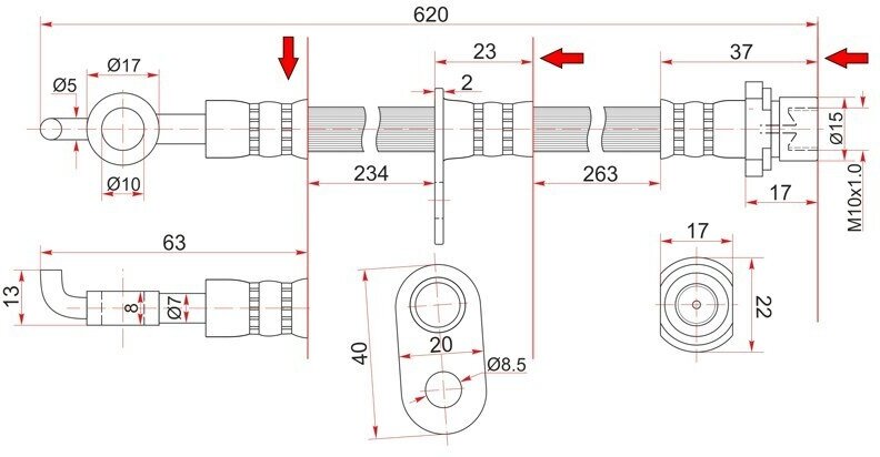 SAT Шланг тормозной передний Таиланд TOYOTA COROLLA/SPACIO/RUNX/IPSUM/NOAH/VOXY/PREMIO 00- LH