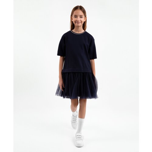 Школьное платье Gulliver, размер 164, синий школьное платье без бренда однотонное размер 164 синий