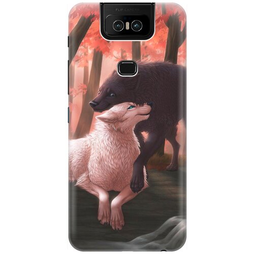 фото Re:pa накладка transparent для asus zenfone 6 zs630kl с принтом "влюбленные волки"