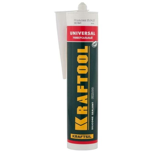 фото Герметик kraftool fx100 kraftsil универсальный 300 мл. 1 шт. 385.42 г 300 мл 1 шт. белый 0.05 м 23 см