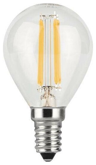 Светодиодная лампа Gauss Filament 7W эквивалент 60W 4100K 580Лм E14 филаментная шар - фотография № 1