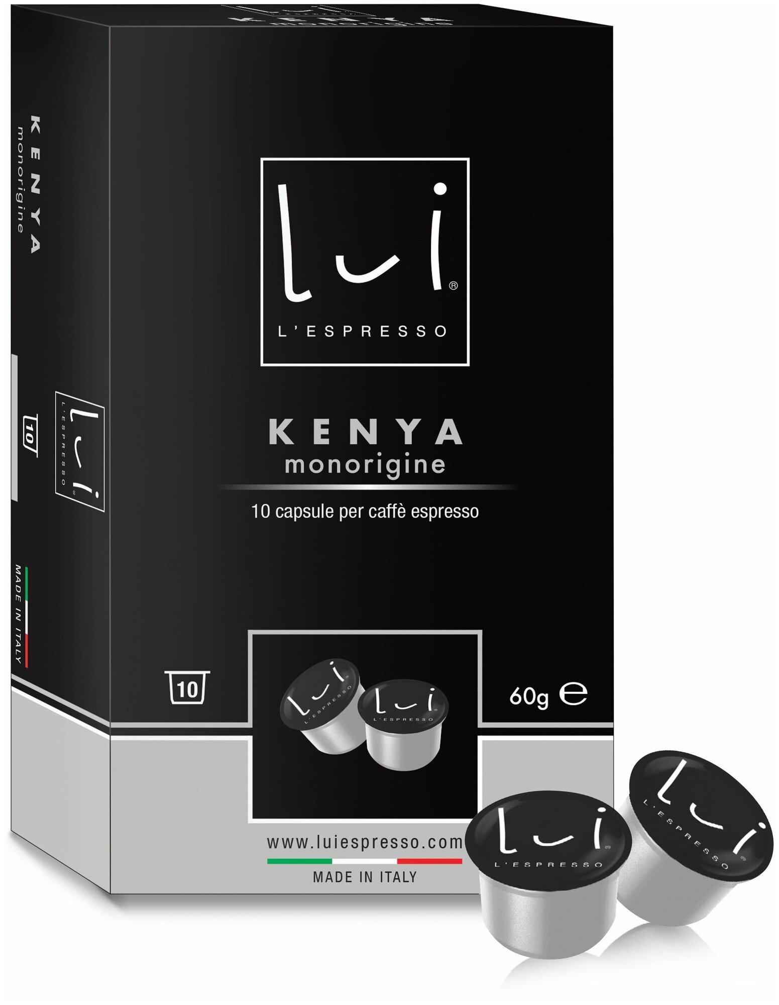 Кофе в капсулах Lui L'espresso Kenya monorigine, для кофемашин Lui L'espresso, 10 капсул