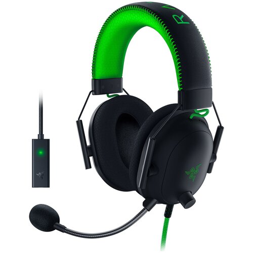 фото Компьютерная гарнитура razer blackshark v2 special edition (with usb sound card) черный и зеленый