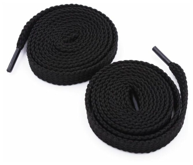 Шнурки плоские широкие 100 см (1 пара). Цвет черный, арт. 2345