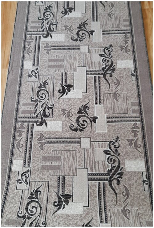 Ковровая дорожка на войлоке, Витебские ковры, с печатным рисунком, 1530, серая, 1.3*3.5 м