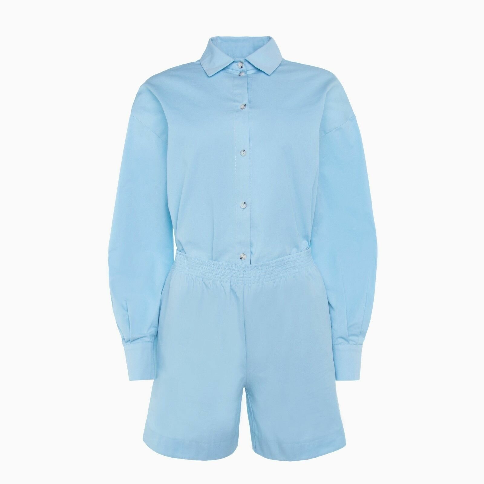 Комплект Minaku, шорты, рубашка, длинный рукав, размер 48, голубой - фотография № 11