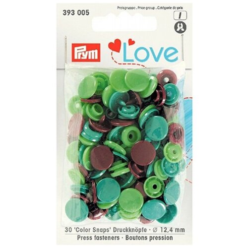 Кнопки Prym Кнопки непришивные Love - Color Snaps (3930**) 12 мм, 30 шт., зеленый/светло-зеленый/коричневый кнопки prym кнопки непришивные love джерси 390700 390701 390703 8 мм 21 шт салатовый зеленый темно зеленый