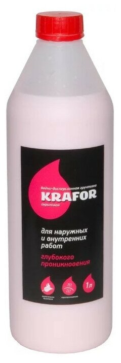 Грунтовка глубокого проникновения Krafor, универсальная, 1 л