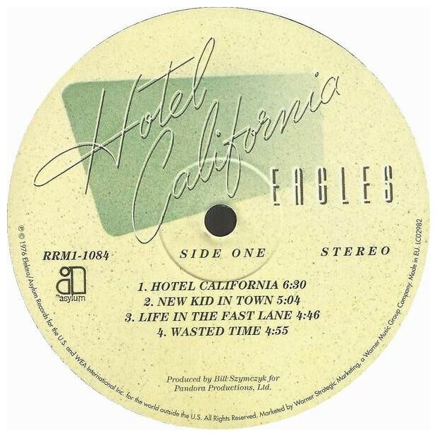 Eagles Hotel California Виниловая пластинка Warner Music - фото №12